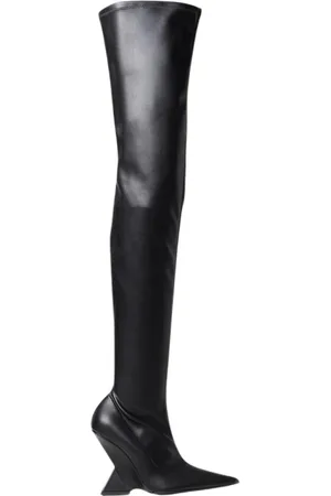 The Attico Schoenen, Dames, Zwart, 36 EU, Leer, Geometrische Hak Leren Laarzen