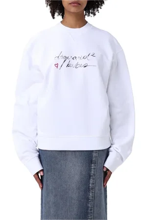 Dsquared2 Sweatshirts & Hoodies, Dames, Wit, M, Grafische Print Sweatshirt voor Vrouwen