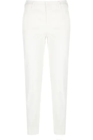 PT Torino Broeken, Dames, Wit, S, Katoen, Witte katoenen broek met zakken