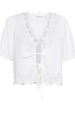 Karen by Simonsen Blouses & Shirts, Dames, Wit, L, Elegante witte blouse met geborduurde details