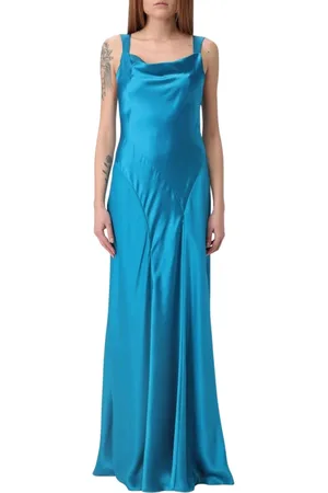 Alberta Ferretti Kleedjes, Dames, Blauw, S, Roze Maxi Jurk met Cowel Neck