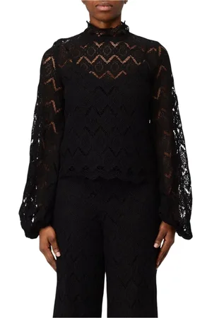 Twin-Set Blouses & Shirts, Dames, Zwart, 2Xs, Elegante Kant Top voor Vrouwen