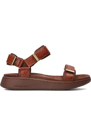 Woden Schoenen, Dames, Bruin, 40 EU, Bruine Line Fish Sandalen