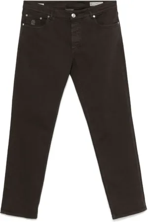 Brunello Cucinelli Broeken, Heren, Bruin, L, Katoen, Cederbruine Twill Broek