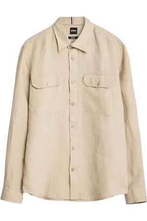 HUGO BOSS Overhemden, Heren, , S, Linnen, Casual Linnen Overhemd voor Mannen