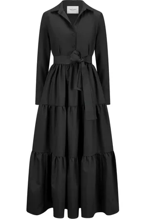 Nicowa Kleedjes, Dames, Zwart, L, Elegante Overhemdjurk met Kristalknopen