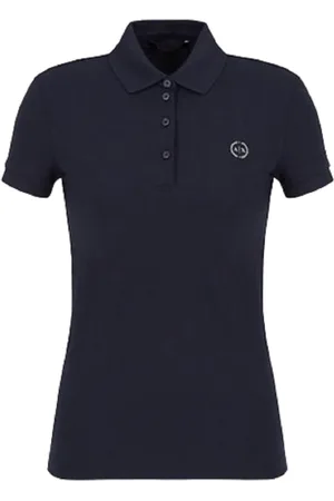 Armani Exchange Tops, Dames, Blauw, S, Katoen, Blauwe Polo T-shirts en Polos