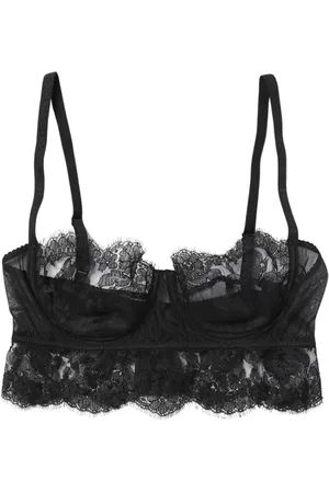 Dolce & Gabbana Ondergoed, Dames, Zwart, S, Zwarte Kant Mesh Niet-gevoerde Bh