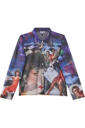SUNNEI Overhemden, Heren, Veelkleurig, XS, Organza, Grafische Print Sheer Organza Shirt