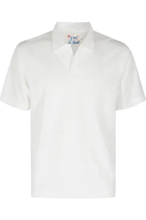 MC2 SAINT BARTH Tops, Heren, Wit, M, Linnen, Wit Linnen Polo Shirt
