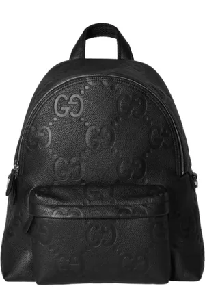 Gucci Tassen, Dames, Zwart, ONE Size, Leer, Zwarte Jumbo Rugzak met Voorvak