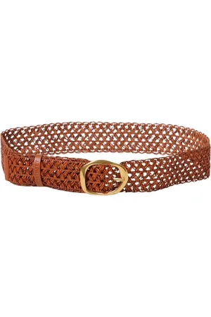 Twin-Set Accessoires, Dames, Bruin, M, Gouden Gesp Leren Riem