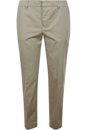PT Torino Broeken, Dames, Grijs, XS, Leer, Koffie Getailleerde Broeken voor Verfijnde Outfits