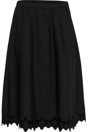 Karen by Simonsen Kleedjes, Dames, Zwart, M, Katoen, Elegante Victoria Rok met Geborduurde Details
