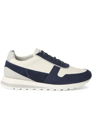 Brunello Cucinelli Schoenen, Heren, Blauw, 42 EU, Leer, Donkerblauwe Panel Sneakers