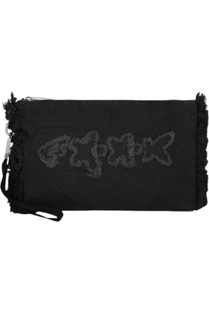 F**K Tassen, Dames, Zwart, ONE Size, Katoen, Katoenen etui met geborduurd logo