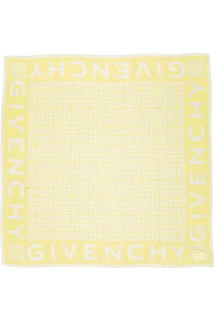 Givenchy Accessoires, Dames, Geel, ONE Size, Zijden Vierkante Sjaal met 4G Print