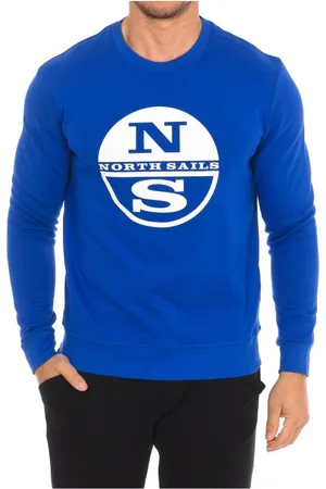 North Sails Sweatshirts & Hoodies, Heren, Blauw, XL, Nylon, Geribbelde Ronde Hals Sweater