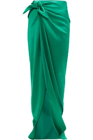 Balenciaga Rokken, Dames, Groen, S, Satijn, Smaragdgroene Satijnen Omslagrok