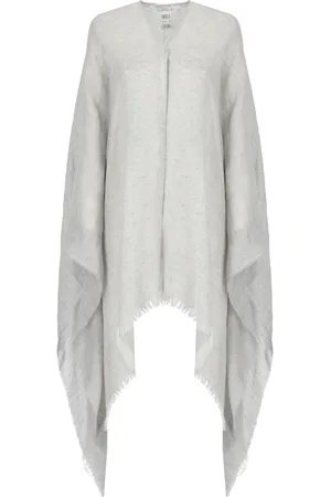 PESERICO SIGN Jassen, Dames, Grijs, ONE Size, Linnen, Grijze linnen cape met lurex-details