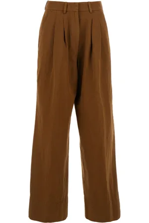 PT Torino Broeken, Dames, Bruin, 2Xs, Katoen, Bruine Katoen Linnen Broek Vrouw
