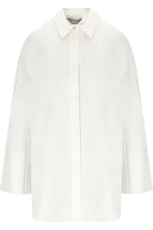 Max Mara Blouses & Shirts, Dames, Wit, 3Xs, Katoen, Witte Sapore Shirt met Kimono Mouwen