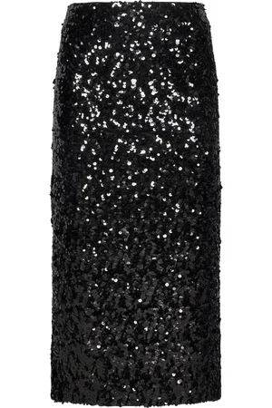 Dolce & Gabbana Rokken, Dames, Zwart, S, Satijn, Zwarte rok met achter split
