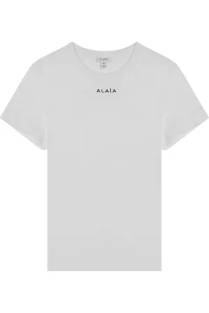 Alaïa Tops, Dames, Wit, XS, Korte mouwen ronde hals T-shirt