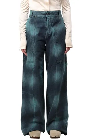 Stella McCartney Jeans, Dames, Groen, W26, Katoen, Katoenen Wide Leg Jeans