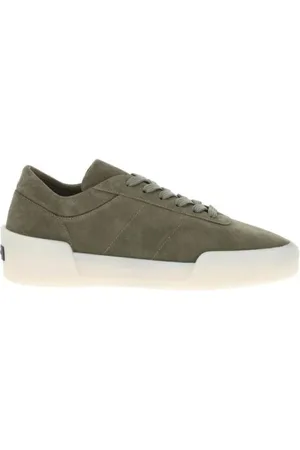 FEAR OF GOD Schoenen, Heren, Groen, 43 EU, Suède, Minimalistische Lage Sneakers met Rubberen Zool