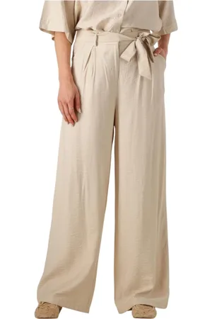 Moss Copenhagen Broeken, Dames, , XL, Hoge taille zandkleurige broek voor vrouwen