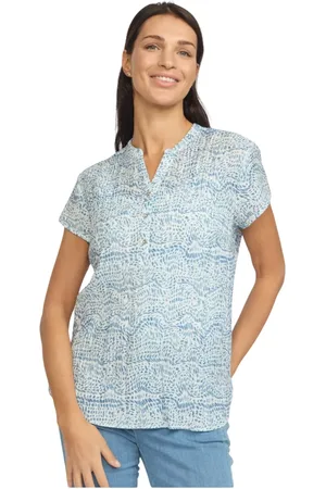 2-Biz Blouses & Shirts, Dames, Blauw, 2Xl, Blauwe Blouse met V-Hals en Korte Mouwen