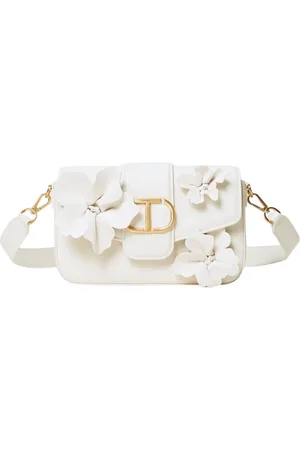 Twin-Set Tassen, Dames, Wit, ONE Size, Witte Schoudertas met Goudkleurige Hardware