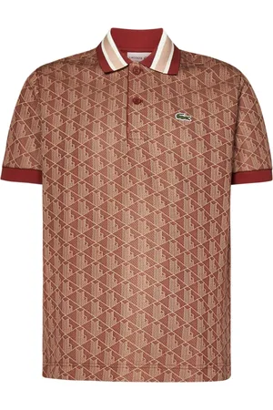 Lacoste Tops, Heren, Bruin, 2Xl, Katoen, Bruine Poloshirt met Gestreepte Kraag