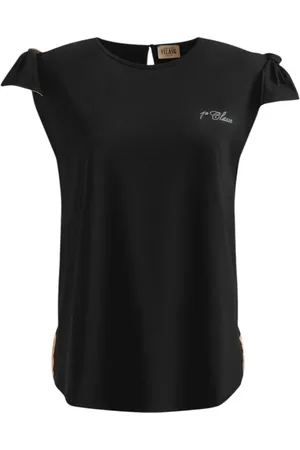 ALVIERO MARTINI 1A CLASSE Tops, Dames, Zwart, XS, Katoen, Tijdloos Zwart T-shirt met Unieke Details