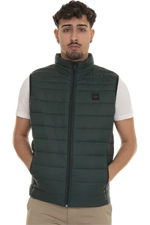 HUGO BOSS Jassen, Heren, Groen, L, Gewatteerd Vest met Zijlogo