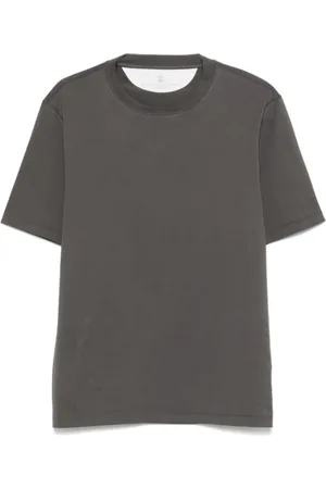 Brunello Cucinelli Tops, Heren, Groen, M, Katoen, Olijfgroen Katoenen T-shirt met Ronde Hals
