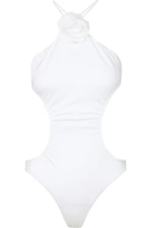 Serafini Badkleding, Dames, Wit, M, Witte Lycra Top met Roze Hals