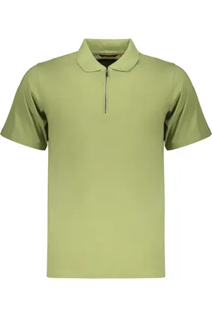 MOORER Tops, Heren, Groen, L, Katoen, Katoenen poloshirt met zijsplitten