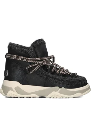 Mou Schoenen, Dames, Zwart, 38 EU, Wol, Chunky Lace Laarzen voor Herfst/Winter Stijl