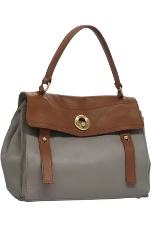 Saint Laurent Pre-owned, Dames, Grijs, ONE Size, Leer, Tweedehands leren handtassen