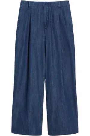 Max Mara Broeken, Dames, Blauw, 2Xs, Denim, Wijde Pijp Denim Broek