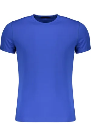 MOORER Tops, Heren, Blauw, XL, Katoen, Stijlvolle Crew-neck T-shirt met Zichtbare Stiksels