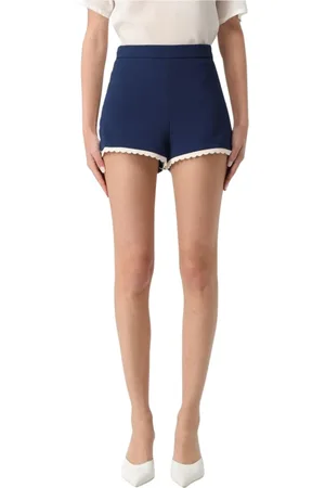 Elisabetta Franchi Korte broeken, Dames, Blauw, S, Chique Blauwe Tailored Shorts