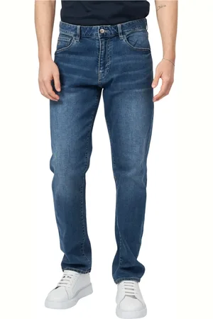 Armani Exchange Jeans, Heren, Blauw, W33, Katoen, Blauwe Jeans met Geborduurd Logo