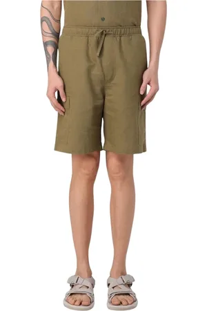 Colmar Korte broeken, Heren, Groen, S, Linnen, Witte Linnen Cargo Shorts met Koord