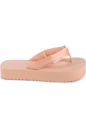Calvin Klein Schoenen, Dames, , 38 EU, Polyester, Roze Platform Flip Flops Comfortabel Stijlvol