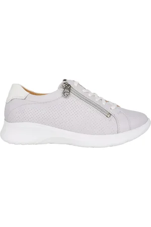 Ganter Schoenen, Dames, Grijs, 40 1/2 EU, Leer, Brede Damesneaker - Grijs