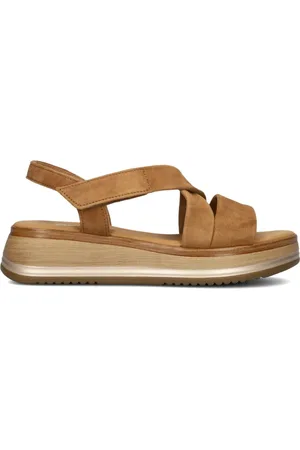Gabor Schoenen, Dames, Bruin, 44 EU, Leer, Stijlvolle Cognac Sandalen voor Vrouwen