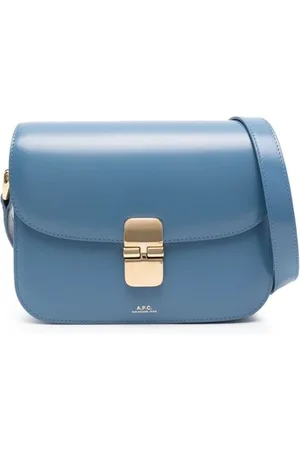 A.P.C. Tassen, Dames, Blauw, ONE Size, Naviere Grace Kleine Leren Tas